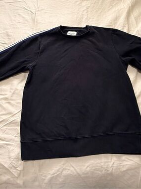 Paper Denim & Cloth Men's Black Crewneck Sweatshirt with Sleeve Stripe